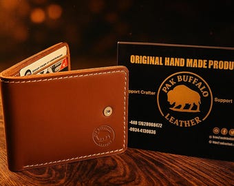 Customizable Genuine Buffalo Leather Wallet  Brown & Black