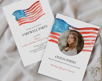 Military Farewell Invitation, Bootcamp Send-Off Party, Editable Printable Army Air Force Marines Navy Going Away Party Template, Printable