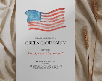 Green Card Party Invitation, US Permanent Resident Celebration, Permanent Residency Celebration, Minimalist Invitation, Editable Invite