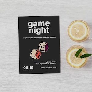 Game Night Invite, Adult Game Night Invitation, Card Game Party, Game Night, Board Game Night, Editable Template, Digital Invite, Printable