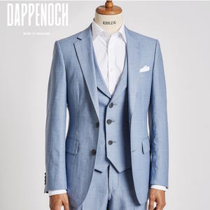 Men’s Blue Pure Linen 3-Piece Suit | Custom-Tailored Wedding & Formal Wear | Perfect for Summer Events | prom suit | Elegant Gift for Him.