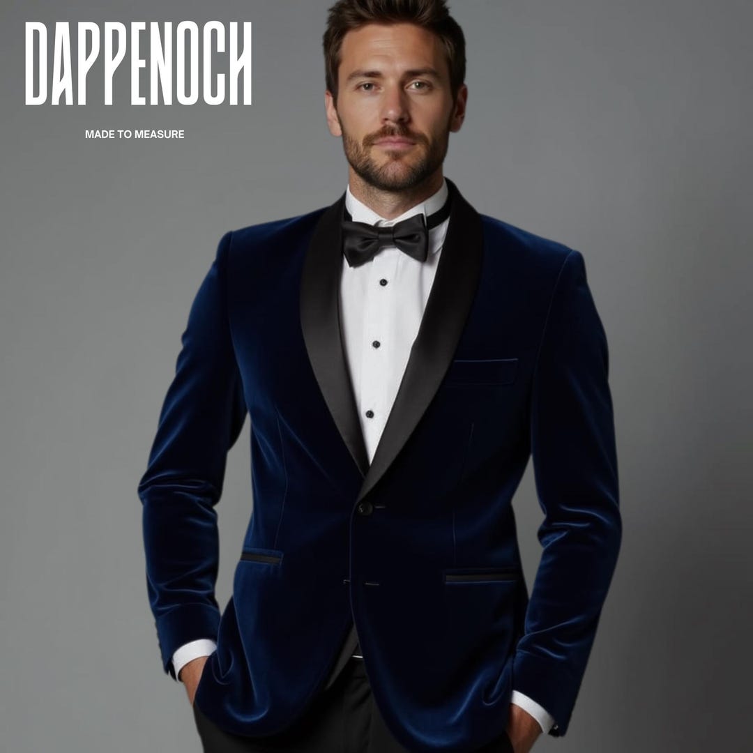 Mens Navy Blue Velvet Dinner Jacket Elegant Formal Wear for ...