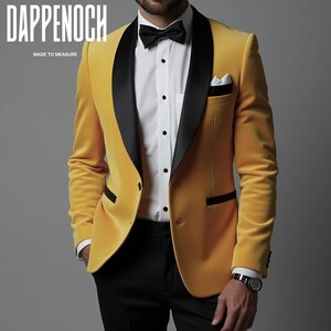 Herren Gelb Samt Dinner Jacket Elegante Abendgarderobe für anspruchsvolle Anlässe Groomsmen Anzug für Männer Party Anzug Ästhetische Hochzeitsanzug