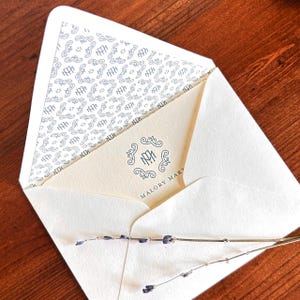 Personalized Monogram Stationery Set No. 1 | Handmade Envelopes, Custom Notecards, Green Pattern image 10