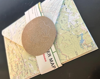 Handmade A2 Notecard & Envelope — from a Topo Atlas — State Map Stationary