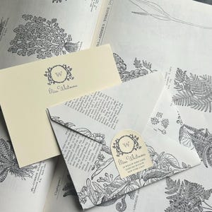 Perfect Gift: Double Sided Upcycled Envelopes set of 8 | Vintage Plant and Floral Illustration Book  | Eco-Friendly | Personalizable