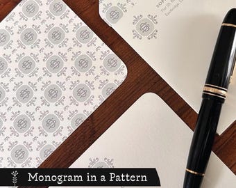 Personalized Monogram Stationery Set No. 3 | Handmade Envelopes & Notecards