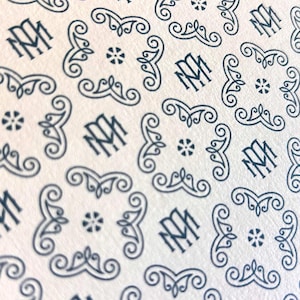Personalized Monogram Stationery Set No. 1 | Handmade Envelopes, Custom Notecards, Green Pattern image 9