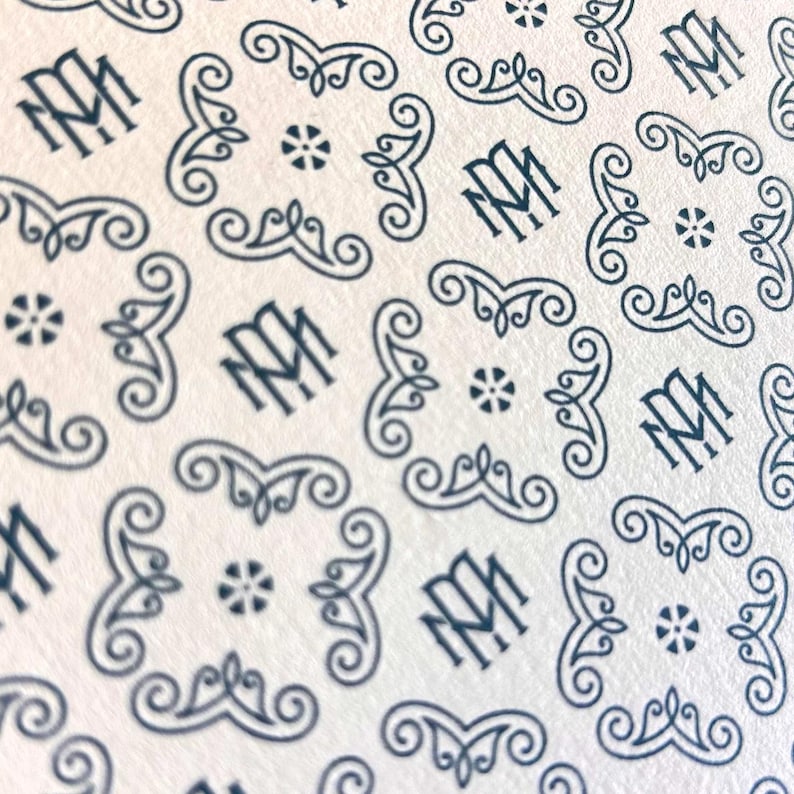 Personalized Monogram Stationery Set No. 1 | Handmade Envelopes, Custom Notecards, Green Pattern image 9