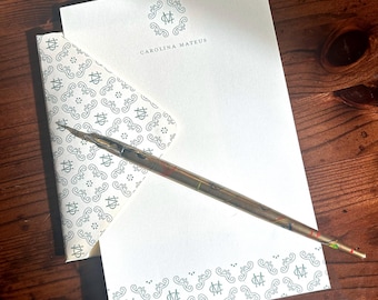 Personalized Monogram Stationery Set No. 1 | Handmade A2 letter insert and Envelopes