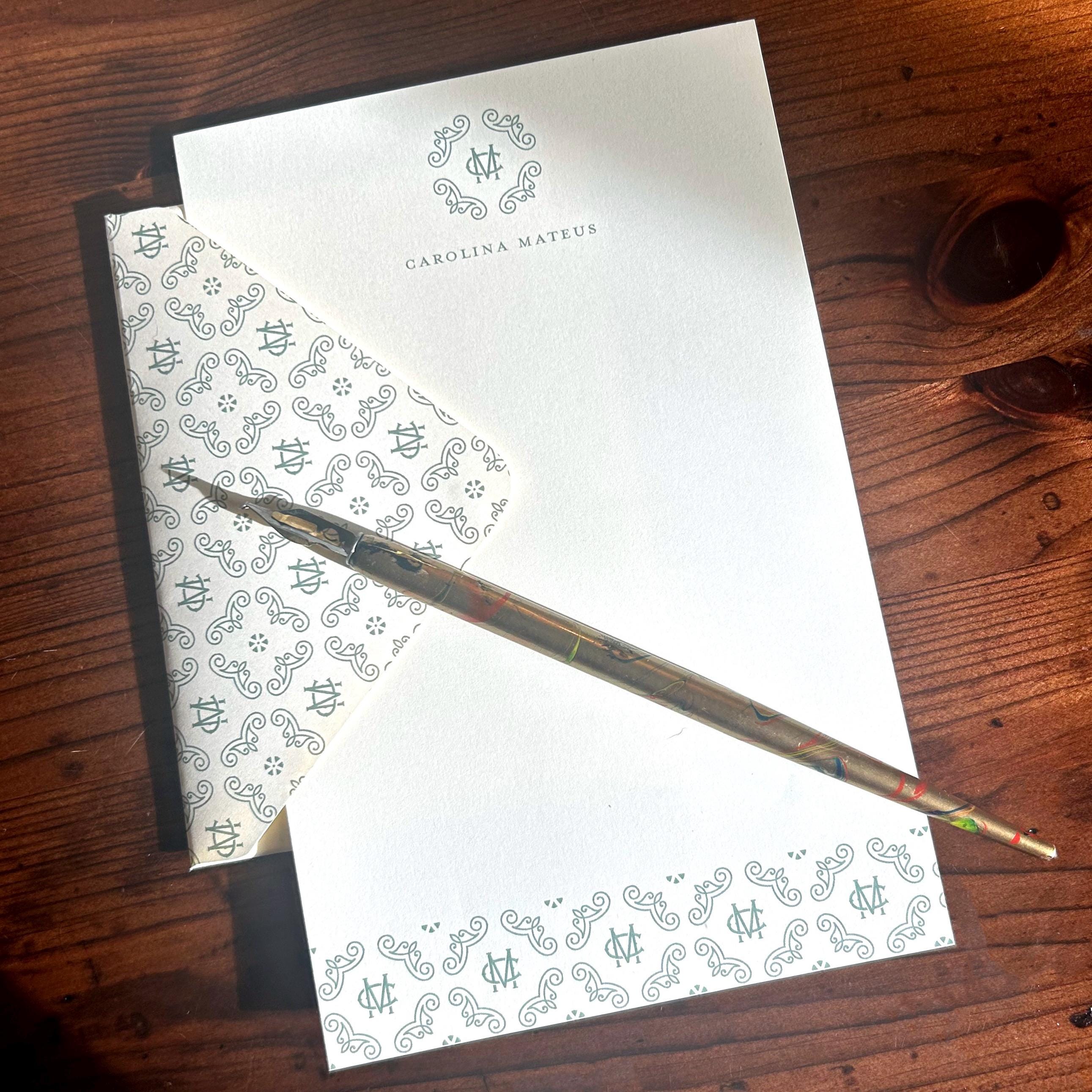Letter Inset Design Personalized Monogram Stationery Set No. 1 | Handmade A2 Letter Insert ...