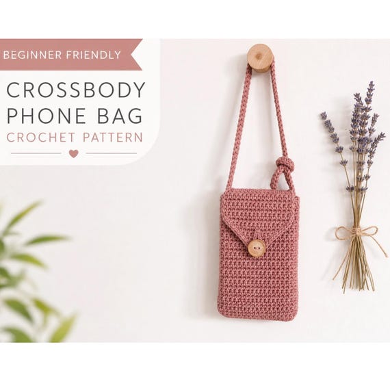 Beginner Crochet Phone Pouch Pattern | Minimalist Boho Cell Phone Bag (Digital Download PDF)