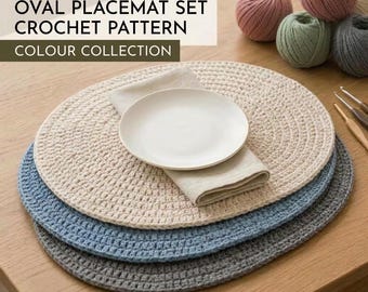 Beginner Oval Crochet Placemat Pattern | Farmhouse Table Decor PDF |  Modern Home Decor Tutorial | Minimalist Oval Table Mat