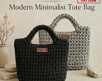 Chunky Crochet Bag Pattern | Tote Bag Modern Minimalist Market Bag (Digital Download) | Big and Small Size