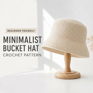 Minimalistiskt strukturerat virkmönster för hinkhatt | Modern sommarsolhatt (PDF-nedladdning)