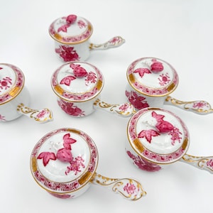Herend Apponyi Raspberry Lidded Pot de Crème Cups – Set of 6