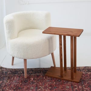 Minimalistischer Sofa Beistelltisch, Holz C-Förmiger Beistelltisch, Couchtisch Für Kleinen Raum, Vintage Holz Couchtisch, Ergonomischer Couchtisch