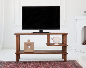 Handmade Solid Pine Wood TV Stand, Rustic Media Console