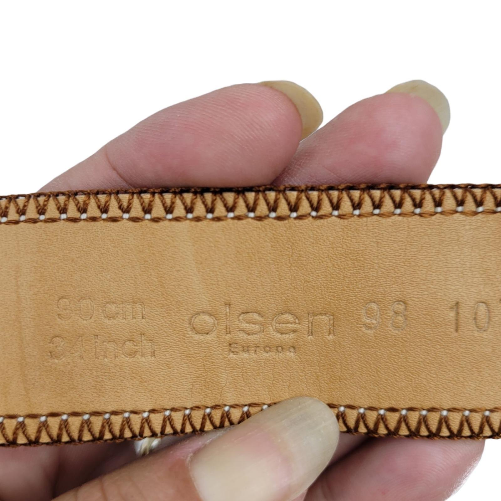 Vtg 80s Olsen Europe Leather Belt Sz M Brown Country Boho 