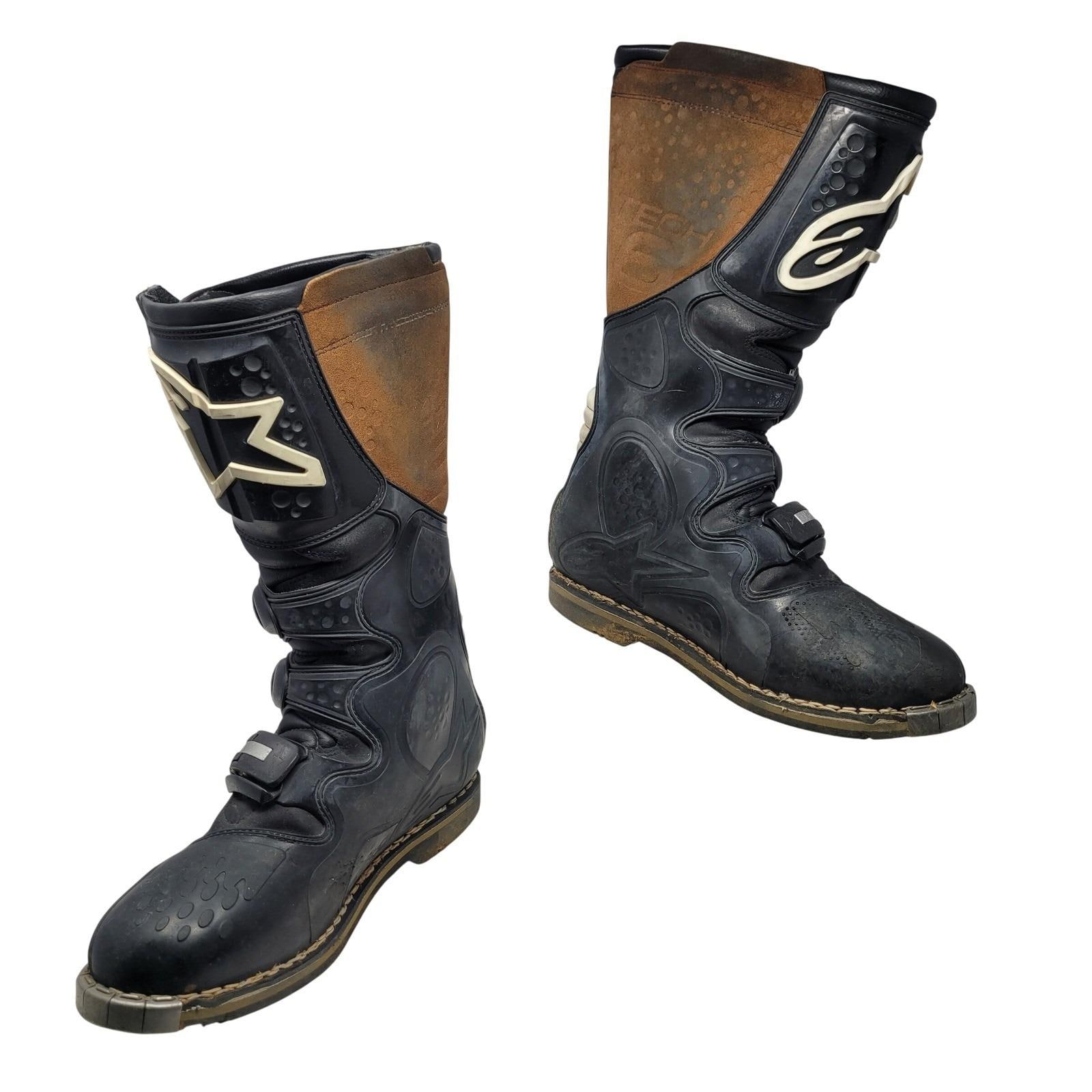 Vtg Alpenstars Leather Tech 4 Motocross‎ 4 Buckle Boots Sz 12 Italian Biker Sz 13 - Alpinestars Tech 4 Men main image 2