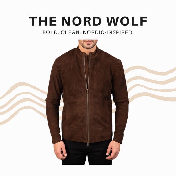 Men’s Brown Suede Leather Bomber Jacket – Minimalist Zip-Up Outerwear