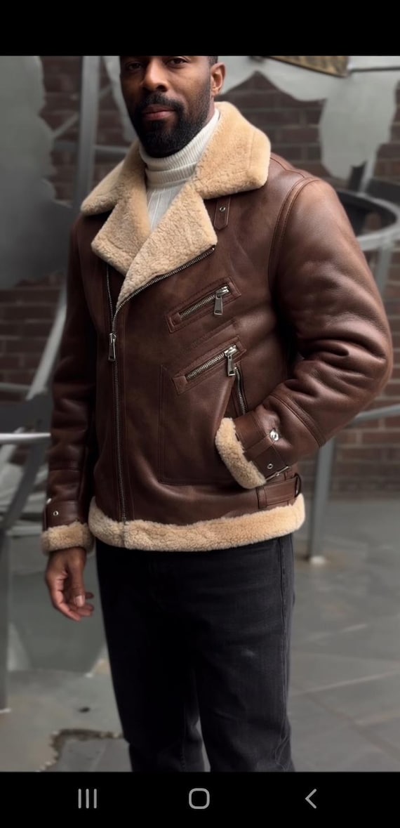 Handmade Cowhide Leather Jacket with Fur Lining – Vintage Style Winter Coat