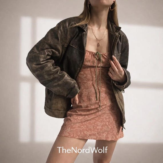 Women's Vintage Brown Oversized Leather Jacket Retro Street wear Outerwear Relaxed Fit Fall Winter Coat, 90s Inspired Casual Modern Fashion