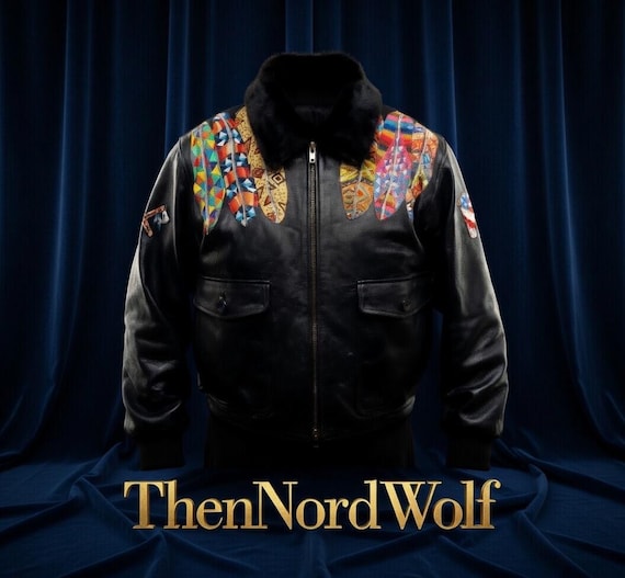 Men's Vintage Leather Jacket – Handmade Western Ethnic Style Coat – Custom Size Available