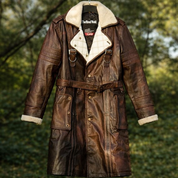 Fallout Elder Maxson Distressed Brown Leather Trench Coat – Handmade Custom Jacket