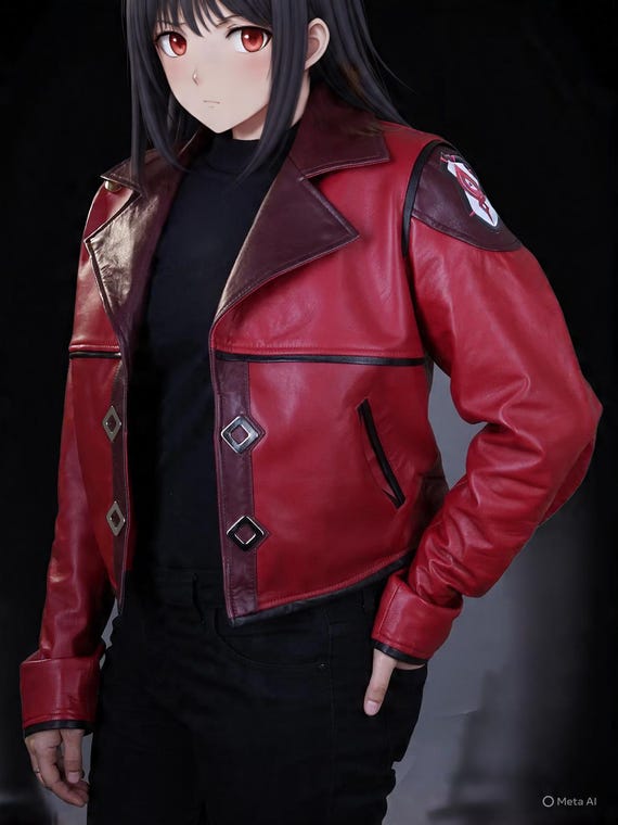 Sol Badguy Guilty Gear Strive Red Black Leather Jacket – Unisex Cosplay Biker Apparel