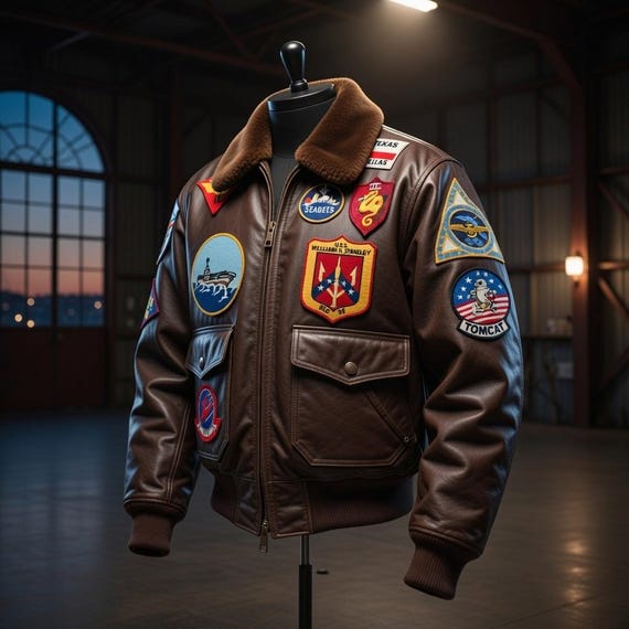 Genuine Cowhide Leather Aviator Jacket – Vintage Military Patches