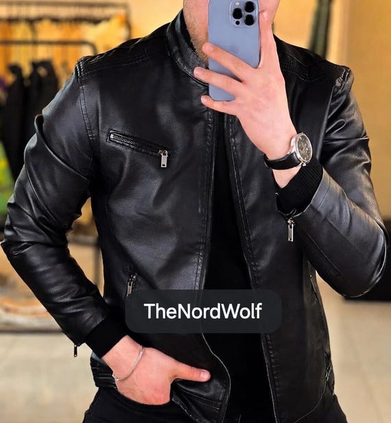 Handmade Cow Grain Leather Jacket – Genuine Cowhide Biker Style – Custom Size Available