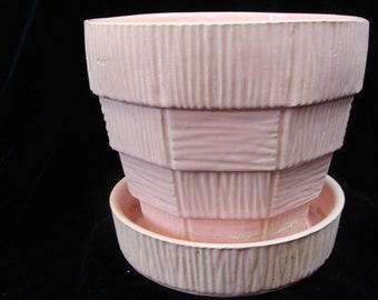 McCoy Large Basket Weave Pink Planter