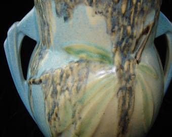 Roseville Pottery 1936 Blue Moss Vase