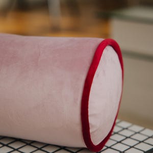 Custom Bolster Pillow with Contrast Piping - Long Lumbar Cushion