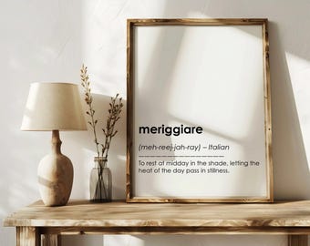 Meriggiare Definition Print: Minimalist Inspirational Wall Art (Digital Download, 9 Sizes Included)