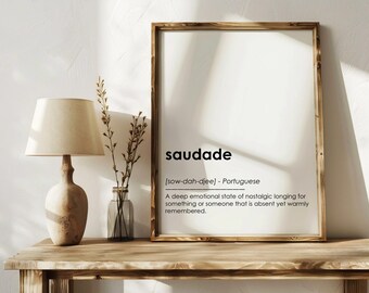 Saudade Definition Print: Minimalist Home or Office Decor (Digital Download)