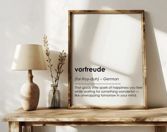 Vorfreude Definition Print: Minimalist Inspirational Wall Art (Digital Download, 9 Sizes Included)