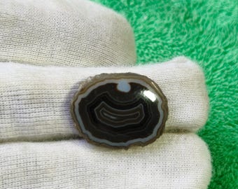 Black Agate Slice Cabochon: Natural Gemstone for Jewelry (23x18x5 mm)
