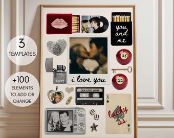 Customizable Matchbook Art Print - Anniversary Gift, Canva Template (Digital Download A4 Size)