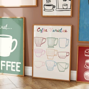 100 Coffee Poster Bundle, Coffee Shop Wall Art Set, Cute Preppy Kitchen Decor, Dopamine Coffee Prints, Retro Cafe Wall Art image 19