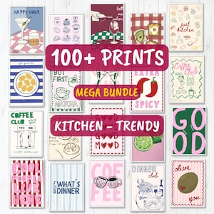 100 retro keukenprintset – La Dolce Vita Food & Drink Art (digitale download)