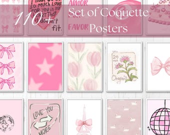 110 pósteres Coquette Pink con estética vintage / Kit de collage de pared de inspiración vintage / Láminas digitales Messy Coquette para la decoración del dormitorio