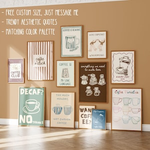 100 Coffee Poster Bundle, Coffee Shop Wall Art Set, Cute Preppy Kitchen Decor, Dopamine Coffee Prints, Retro Cafe Wall Art image 3