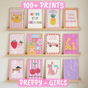 100 Whimsical Dopamine Prints, Cheerful Nursery Posters, Colorful Girls Printable Wall Art Bundle, Cute Kids Room Decor
