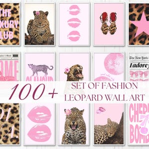 Rosa leopard väggkonsttryck | Y2K Coquette Galleriset (digital nedladdning)