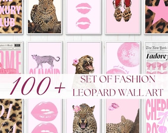 Pink Leopard Wall Art Prints | Y2K Coquette Gallery Set (Digital Download)