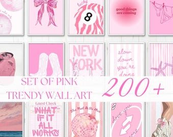 200 Pink Coquette Aesthetic Prints – Vintage Y2K Feminine Wall Collage Set | Soft Dreamy Digital Art for Bedroom, Dorm & Girly Decor
