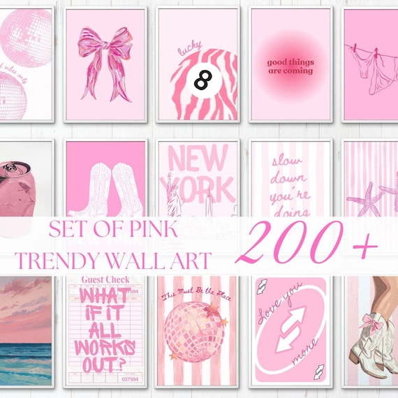 200 Pink Coquette Aesthetic Prints – Vintage Y2K Feminine Wall Collage Set | Soft Dreamy Digital Art for Bedroom, Dorm & Girly Decor