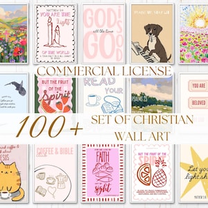 Comercial use 100 Christian Scripture Art Prints, Trendy Faith Decor (Digital Download) Prints For Resell Physical Items